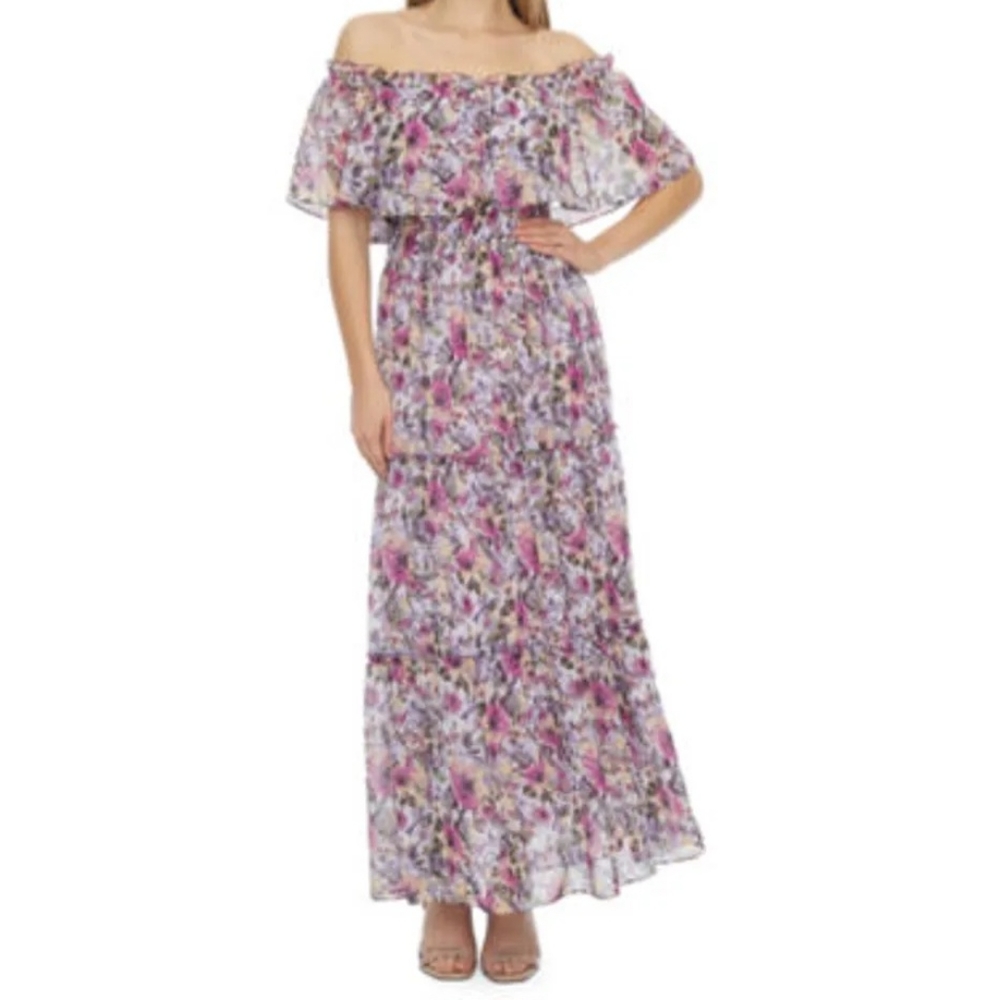 Rabbit Rabbit Rabbit Design Off The Shoulder Floral Maxi Dress NWT